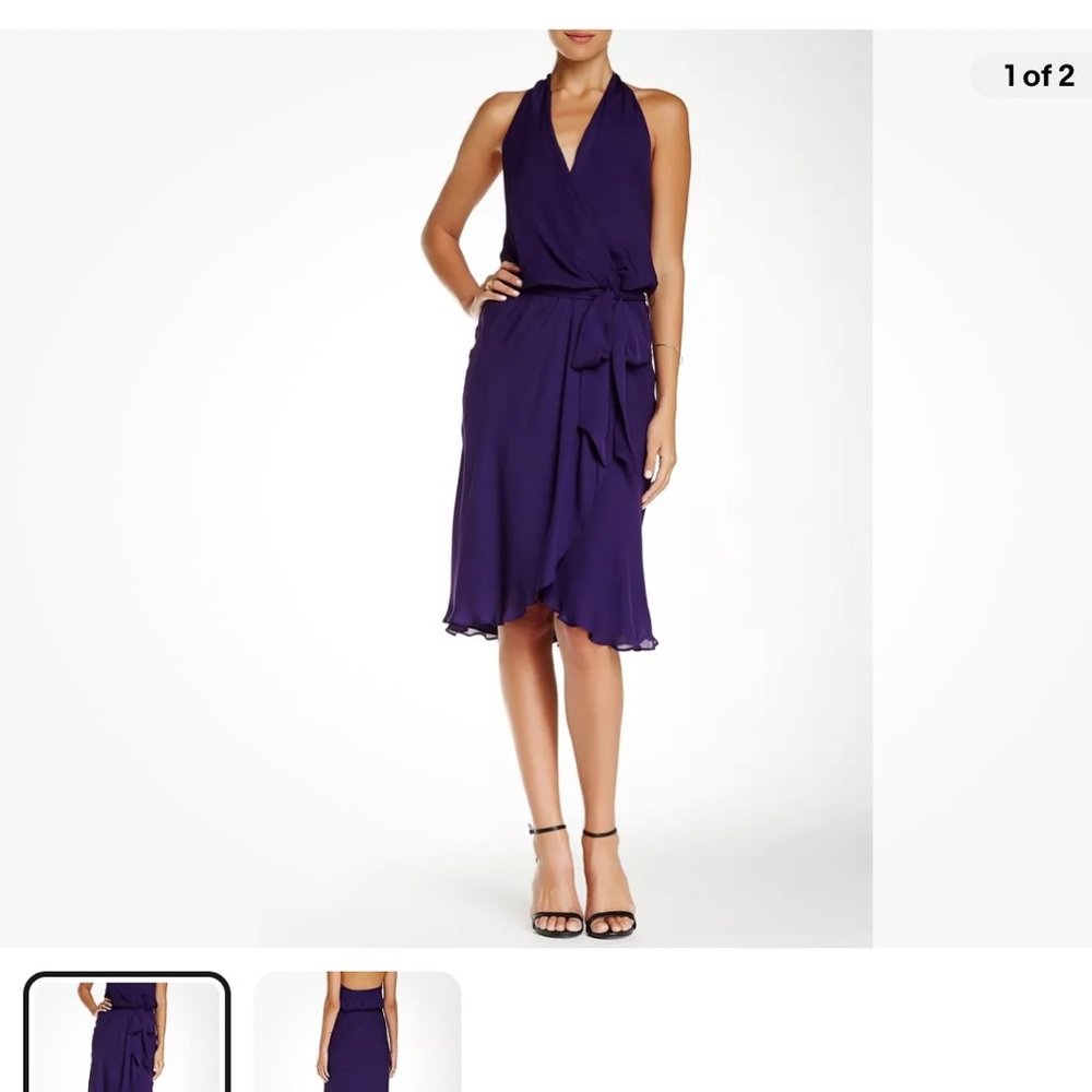 Haute Hippie Silk Faux  Wrap  Halter Cocktail Dress  $495 size S